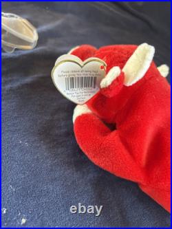 Snort The Red Bull 1995 TY Beanie Baby Extremely RARE & RETIRED PVC Tag Errors