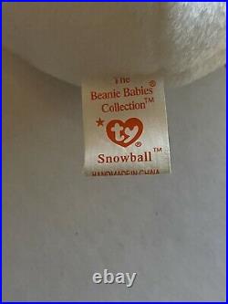Snowball the Snowman Ty Beanie Baby rare with errors