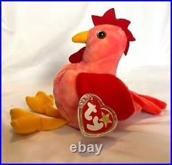 Strut The Rooster 5 Errors Rare Retired 1996 Beanie Baby Pvc Pellets Mint Tag