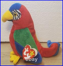 Super Rare! NEW! 1997 Ty Original Beanie Babies JABBER the Parrot withtag errors