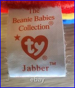 Super Rare! NEW! 1997 Ty Original Beanie Babies JABBER the Parrot withtag errors