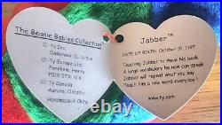 Super Rare! NEW! 1997 Ty Original Beanie Babies JABBER the Parrot withtag errors