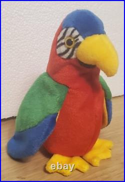 Super Rare! NEW! 1997 Ty Original Beanie Babies JABBER the Parrot withtag errors