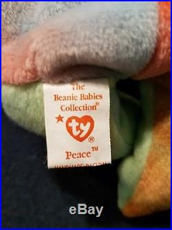 Super Rare Ty Beanie Baby Peace Bear Original Collectible with Tag Errors