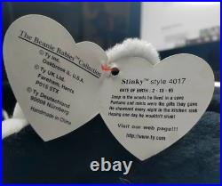TWO RARE Ty Beanie Babies Stinky the Skunks 4017 1996 DOB 2-13-95 with ERRORS