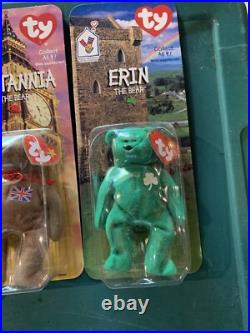 TY BEANIE BABIES MCDONALDS INTERNATIONAL BEARS SET OF 4 NIB errors VERY RARE