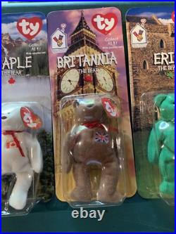 TY BEANIE BABIES MCDONALDS INTERNATIONAL BEARS SET OF 4 NIB errors VERY RARE