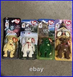 TY BEANIE BABIES MCDONALDS INTERNATIONAL BEARS SET OF 4 New in box! Errors RARE