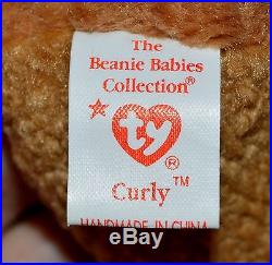 Ty Beanie Baby Curly 1996/1993 Very Rare Collectible Hang Tag Errors