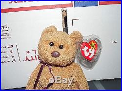 TY BEANIE BABY CURLY AUTHENTIC BEAR RETIRED WITH TAG ERRORS RARE style 4052