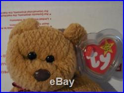 TY BEANIE BABY CURLY AUTHENTIC BEAR RETIRED WITH TAG ERRORS RARE style 4052