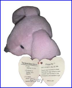 TY BEANIE BABY Floppity 1996 RARE With Facial and Spelling Errors