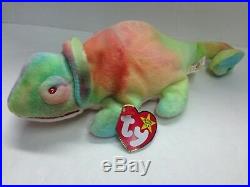 TY BEANIE BABY Rainbow the chameleon October 14th 1997 with error BNWT RARE