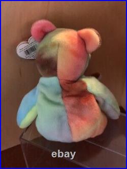 TY BEANIE BABY Rare Retired 1996 Peace Bear, Old Face, PVC, Tag Errors