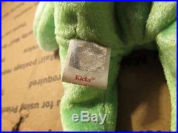 TY BEANIE BABY VERY RARE KICKS BEAR Collectible with Tag Errors. 1998