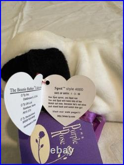 TY Baby Beanie VTG 1993 SPOT WITH ONE SPOT Dog MINT RARE With PURPLE ROSE CARD TY Baby Beanie VTG 1993 SPOT WITH ONE SPOT Dog MINT RARE With PURPLE ROSE CARD