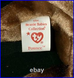 TY Beanie Babie POUNCE DARK NOSE ULTRA RARE! Retired Tag Errors Vintage Collect