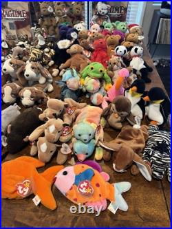 TY Beanie Babies 1993-2000 Lot Of 122 Rare/Mint Dogs Cats Birds Reptiles