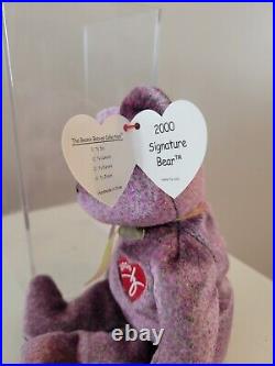 TY Beanie Babies 2000 Signature Bear Purple, Rare, Retired, Mint condition