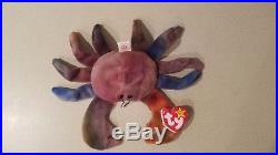 TY Beanie Babies CLAUDE the Crab & PEACE with tag errors 1996 RARE RETIRED