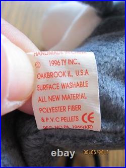 TY Beanie Babies Echo the Dolphin RARE misprint swing tag & tush tag with PVC