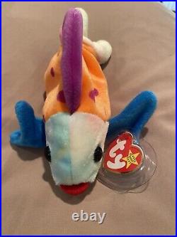 TY Beanie Babies Extremely Rare Lips The Fish! Vibrant Coloring & Hologram Tag