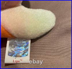 TY Beanie Babies Extremely Rare Lips The Fish! Vibrant Coloring & Hologram Tag