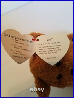 TY Beanie Babies Fuzz the Bear 1998 1999 RARE Tags With Errors WRONG YEAR