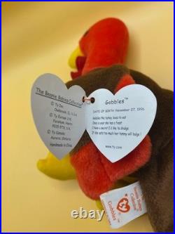 TY Beanie Babies Gobbles Thanksgiving Turkey Original Rare New Mint 1996 PVC