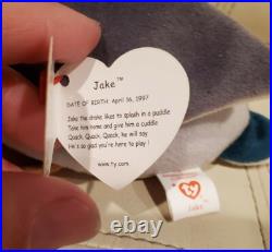 TY Beanie Babies Jake the Duck Retired Rare Errors Stamp Tag #402 1997 1998