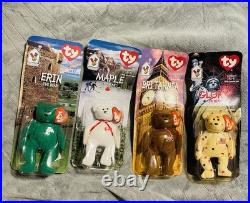 TY Beanie Babies McDonald's International Bears Set Of (4) with Errors RARE NIB