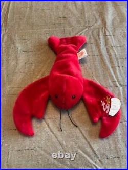TY Beanie Babies Pinchers Lobster PVC PELLETS RARE ERRORS Retired NEW