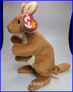 ++ TY Beanie Babies Pouch Kangaroo 1996 RARE, ERRORS Good Retired Baby ++