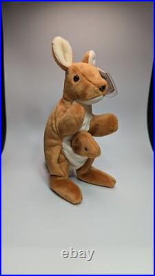 ++ TY Beanie Babies Pouch Kangaroo 1996 RARE, ERRORS Good Retired Baby ++