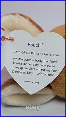 ++ TY Beanie Babies Pouch Kangaroo 1996 RARE, ERRORS Good Retired Baby ++