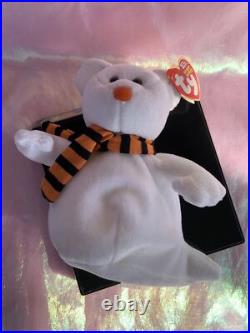 TY Beanie Babies Quivers Stuffed Plush Ghost Bear RARE 2002-2003 Tag Error