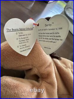 TY Beanie Babies RARE 1st Gen DERBY The Horse 1995 WithErrors MWMTs