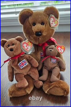 TY Beanie Babies RARE Britannia SET MWMT (READ LISTING) Rare Patch Flag