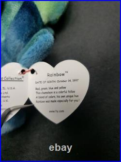 TY Beanie Babies Rainbow Chameleon Wrong Fabric + Errors RETIRED/RARE/NEW