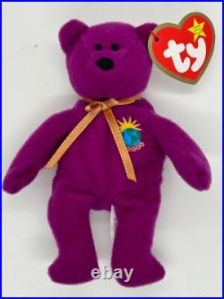 TY Beanie Babies Rare 1999 Millennium the Bear Retired Errors Purple