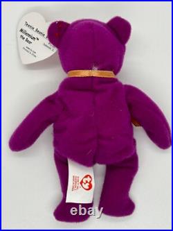 TY Beanie Babies Rare 1999 Millennium the Bear Retired Errors Purple