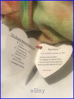 TY Beanie Babies Rare Rainbow Beanie Baby and Iggy The Iguana 1997 Retired ERROR