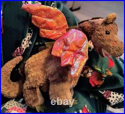 TY Beanie Baby 1998 Retired Scorch the Dragon with RARE Tag Errors