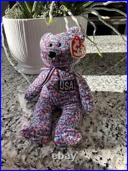 TY Beanie Baby 2000 USA Bear- MINT Tag With Multiple Errors, MINT Condition, RARE