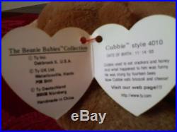 TY Beanie Baby 93 CUBBIE Tags+Errors (Rare) Ty Deutschland! Un-Numbered/PVC