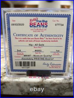 TY Beanie Baby ALL GOLD NIP Authenticated MWMT 3rd/1st GEN RARE Museum Quality