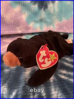 TY Beanie Baby BLACKIE The Bear 1994 Style 4011 -PVC-TAG ERRORS -NWT-VERY RARE