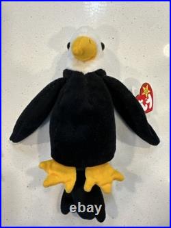 TY Beanie Baby Baldy Eagle 1996 PVC Pellets RARE Multiple Tag Errors? Same Day