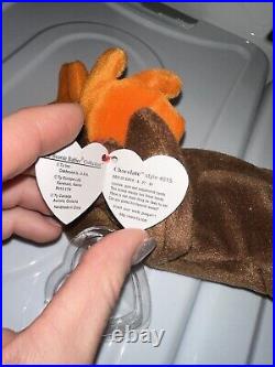 TY Beanie Baby CHOCOLATE THE MOOSE Rare/Retired PVC Pellets Apr 27 1993
