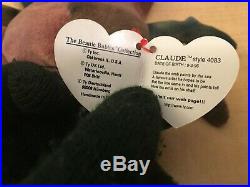 TY Beanie Baby CLAUDE THE CRAB Rare/Retired ERROR TAG Birthday Sept 3 1996 JKT11